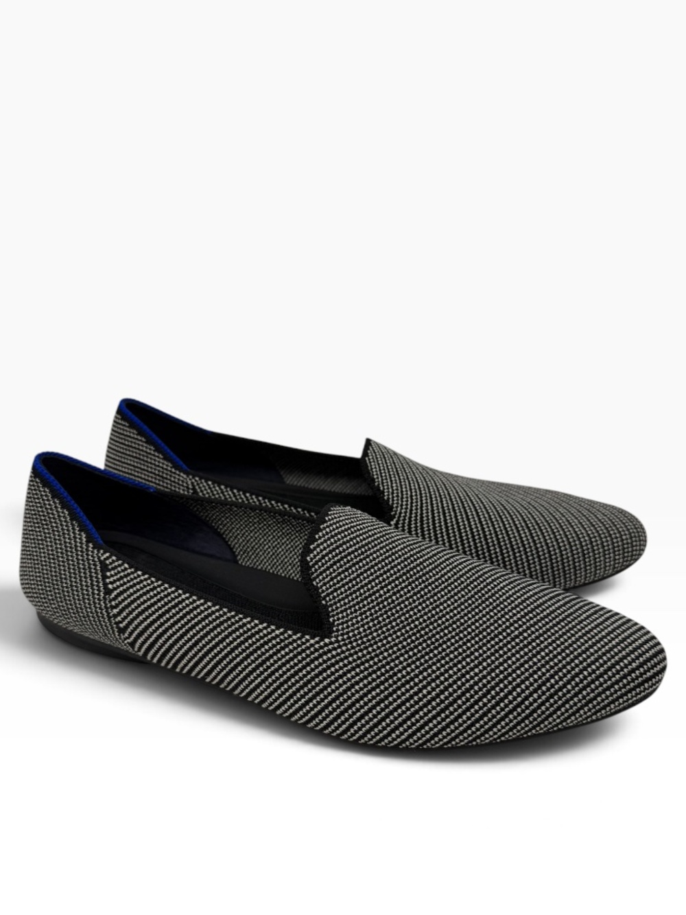 Rothy's The Almond Loafer Women's 9.5 Black White Knit Flats Blue Trim - Picture 11 of 11